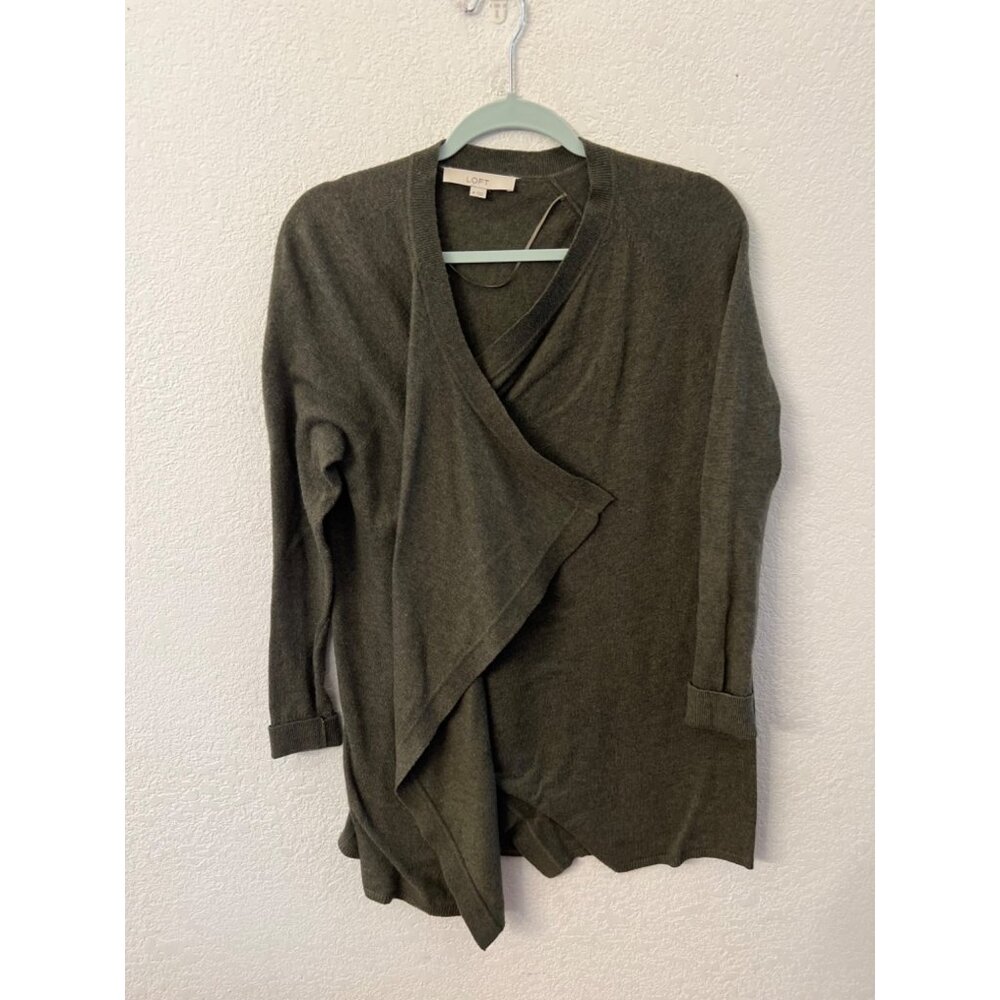 Loft wool blend open front waterfall cardigan women size medium